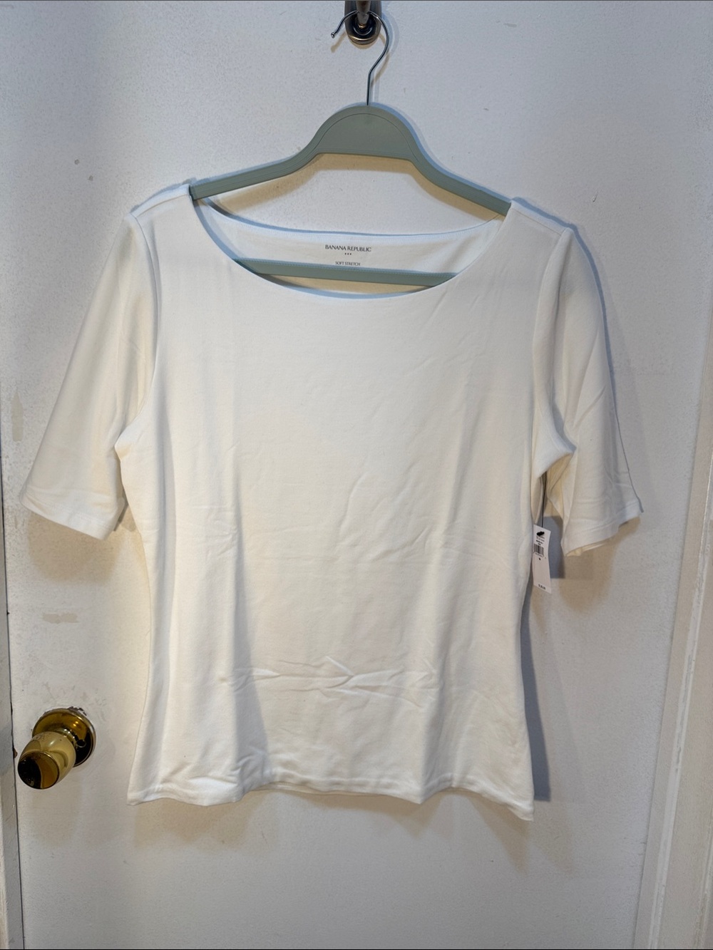 Banana Republic White Short-Sleeve Scoop Neck Tee
